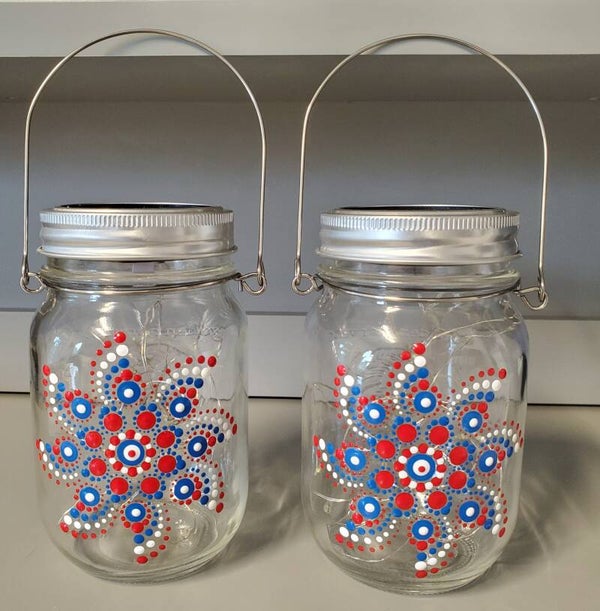 Patriotic Canning Jars with Solar Lights
