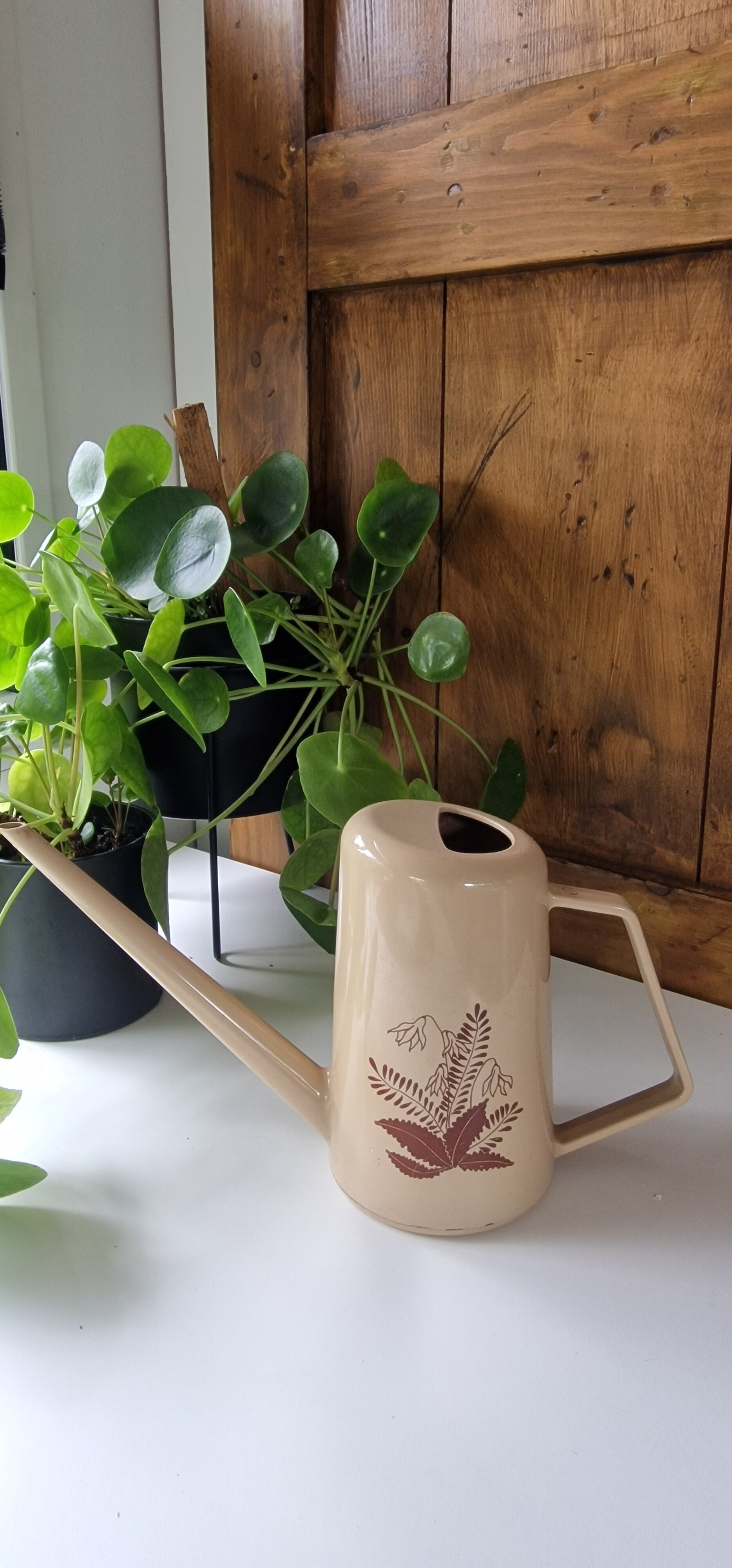 Vintage Tiger gieter jaren '70 - beige met bloemenprint