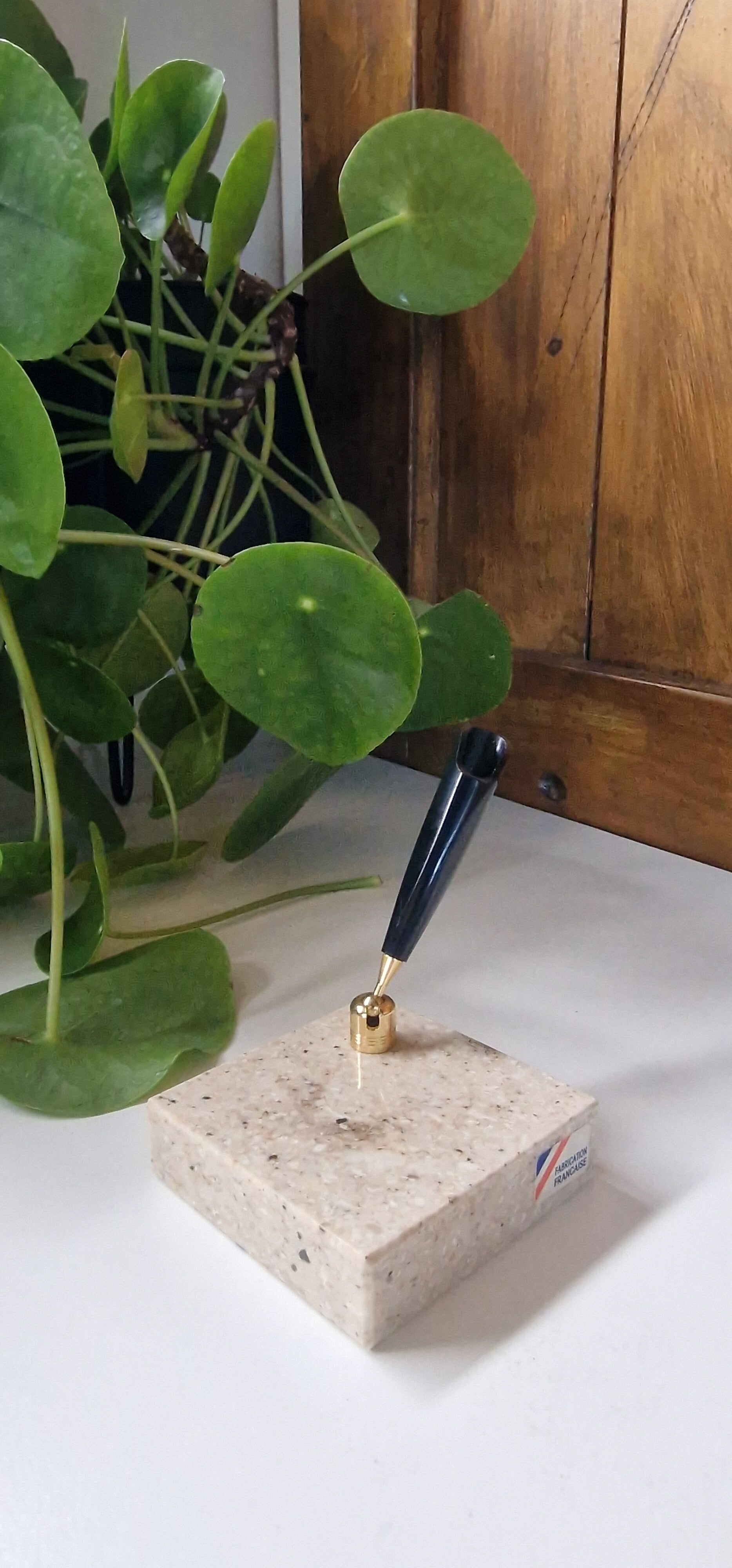 Vintage Franse penhouder op onyx marmer houder