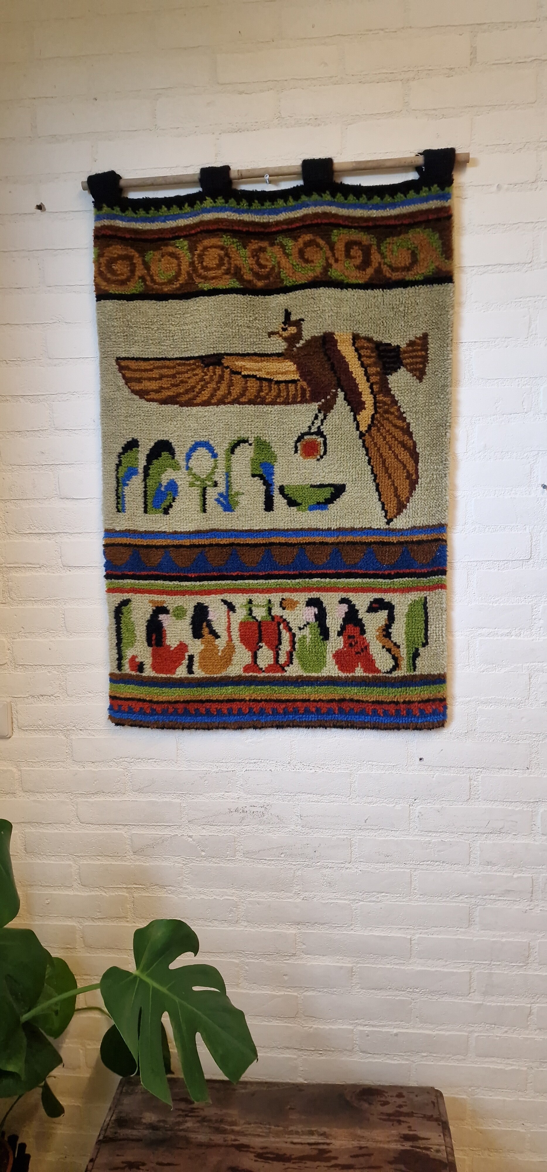 Vintage handgemaakt wandkleed - Egyptisch motief