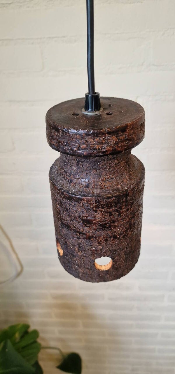Vintage hanglamp - bruin gemêleerd keramiek - Herda
