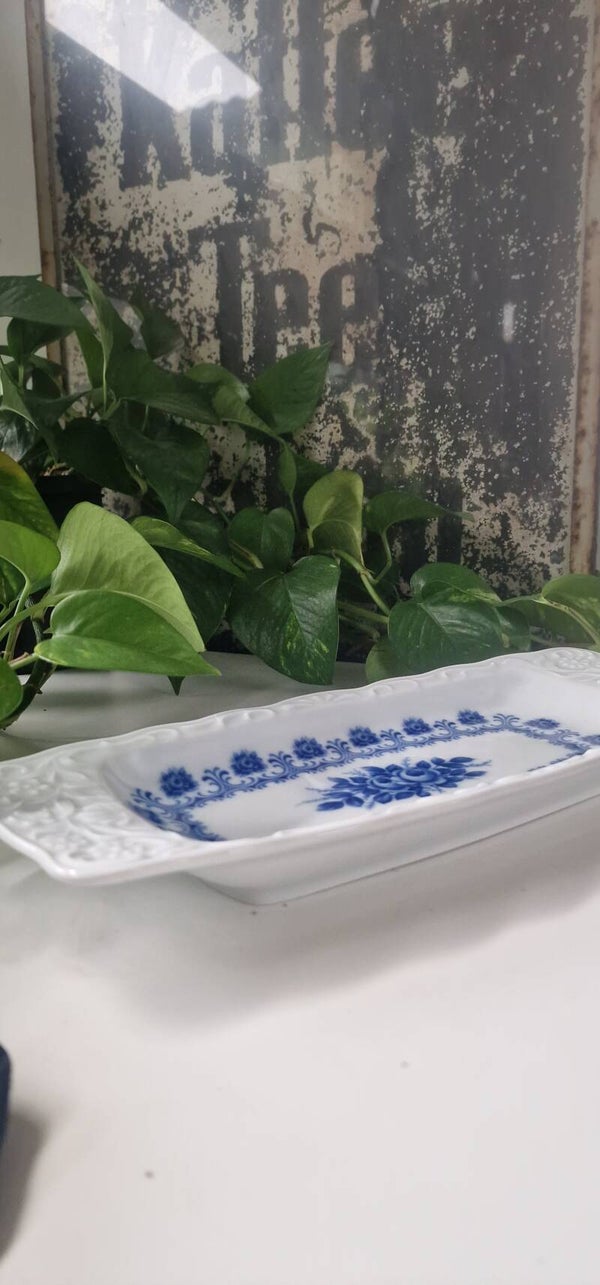 Vintage serveerschaal kobalt, Schuman Apzberg