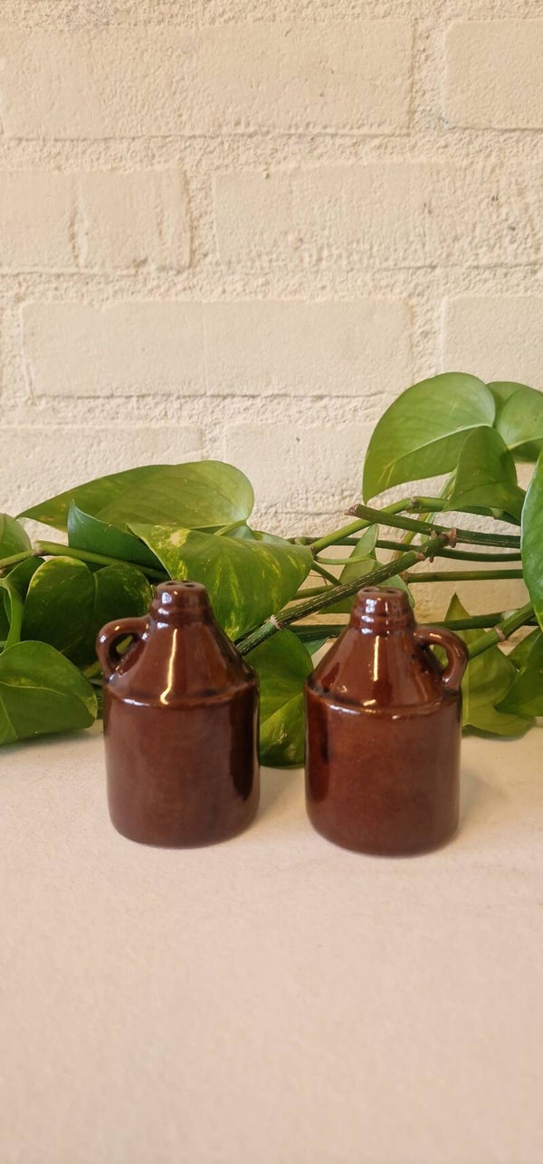 Vintage zout en peper set, bruin