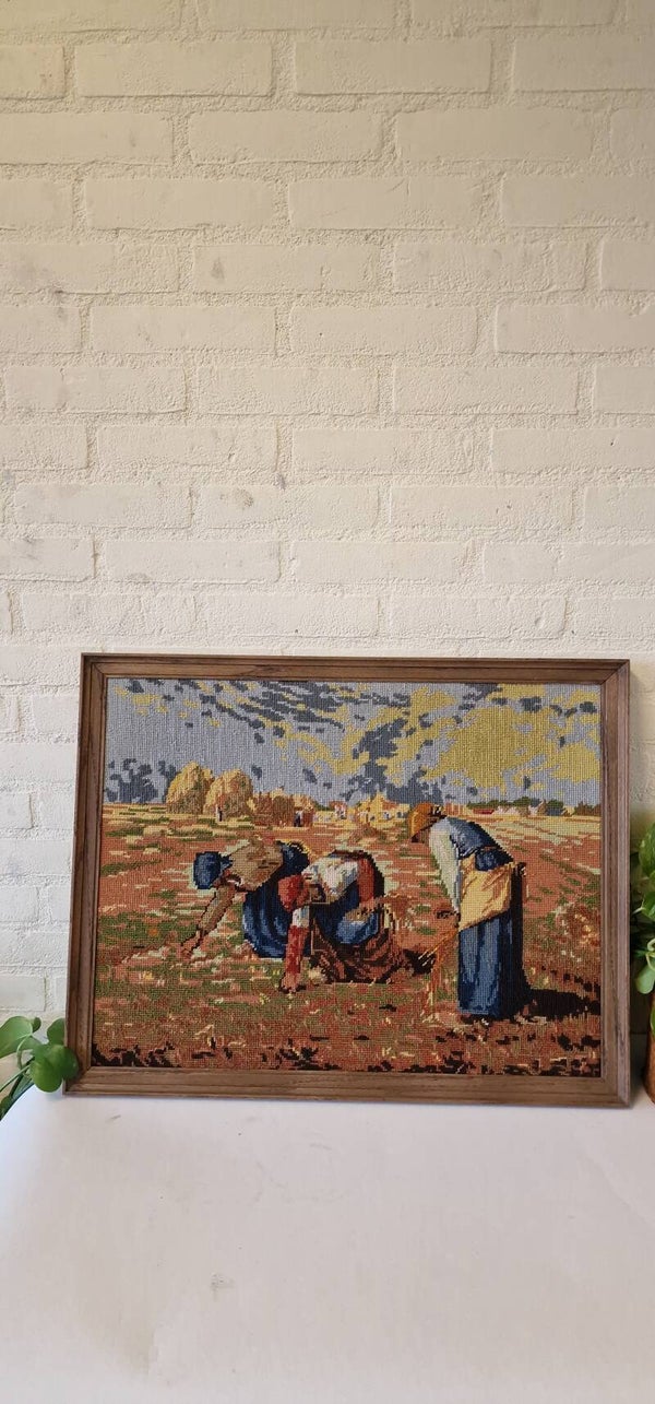 Vintage geborduurd schilderij, Arenleesters