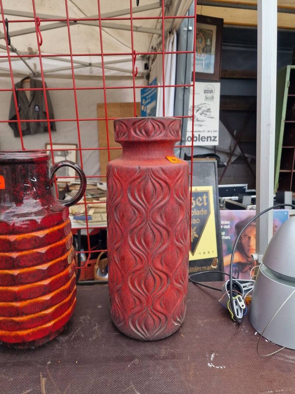 Zeldzame XXL West Germany Vloervaas Scheurich 'Amsterdam' – 55 cm – Rood (Jaren '70)