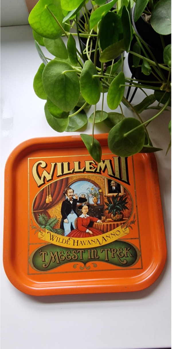 Vintage Willem II sigaren dienblad – oranje reclame (jaren 60/70)