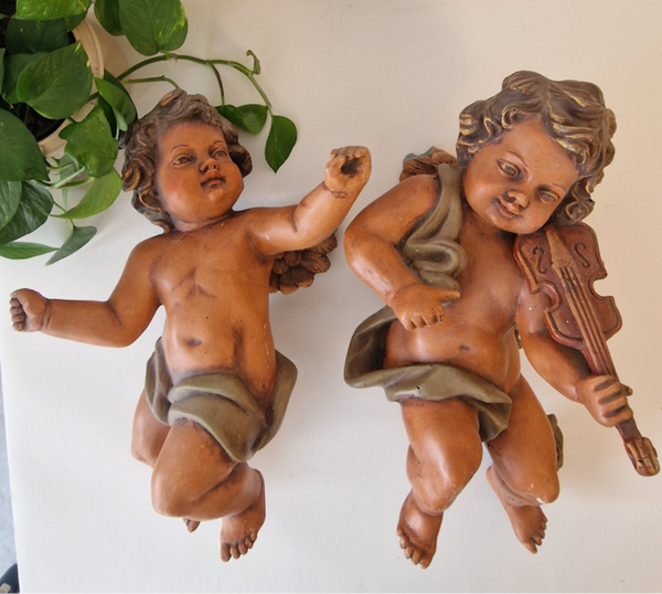 Set Vintage Putti / Engelen Wandbeelden – Barok Stijl Muzikanten