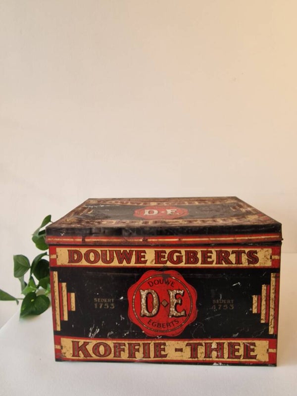 Industrieel Vintage Douwe Egberts Voorraadblik -  Karaktervol Patina - Jaren '50/'60
