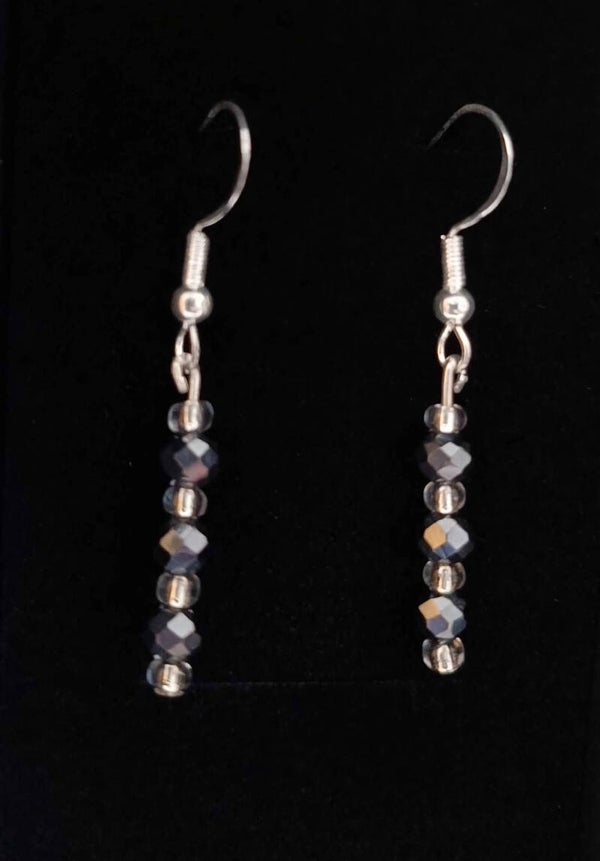 Sparkly grey stone earrings