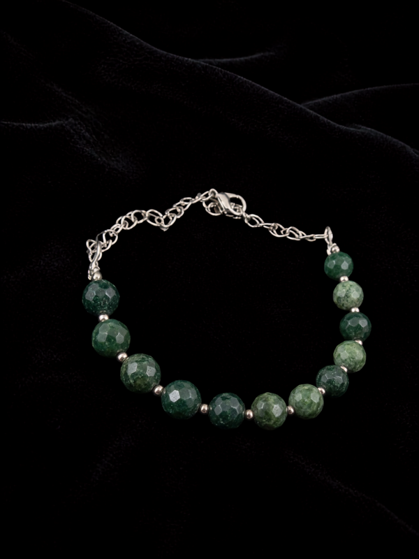 Wire bracelet  green aventurine beads