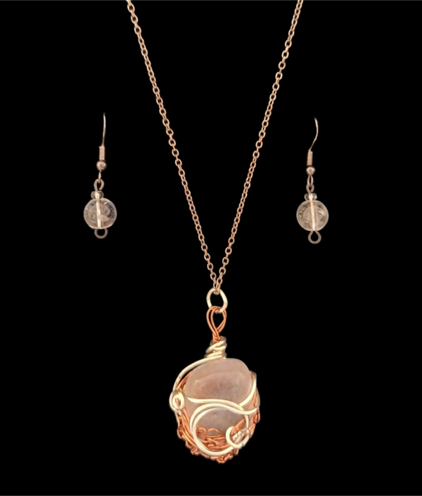 Rose quartz and quartz set