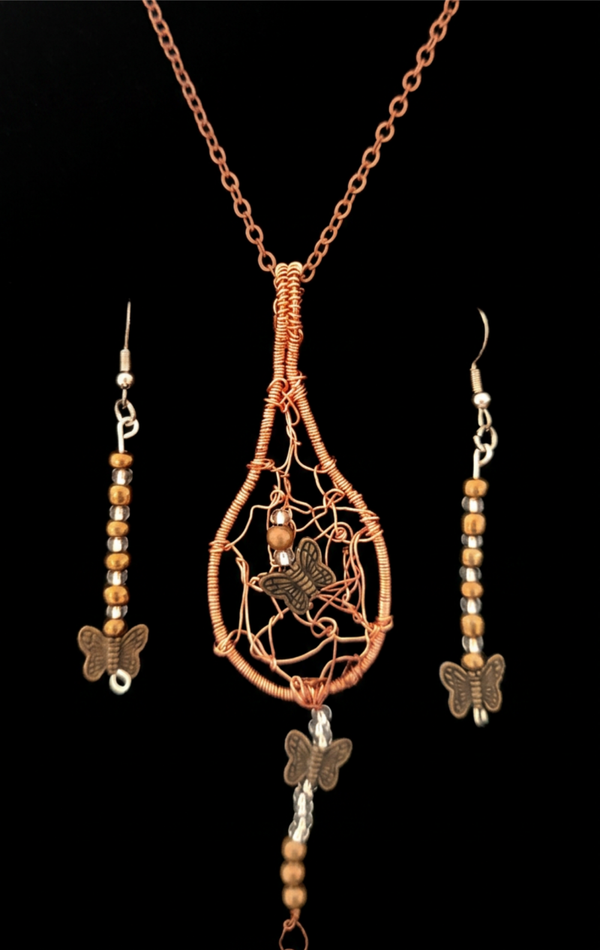 Butterfly set in antique look chain