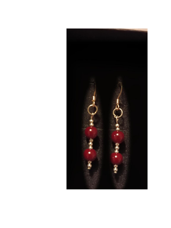 Garnet silver hook earrings