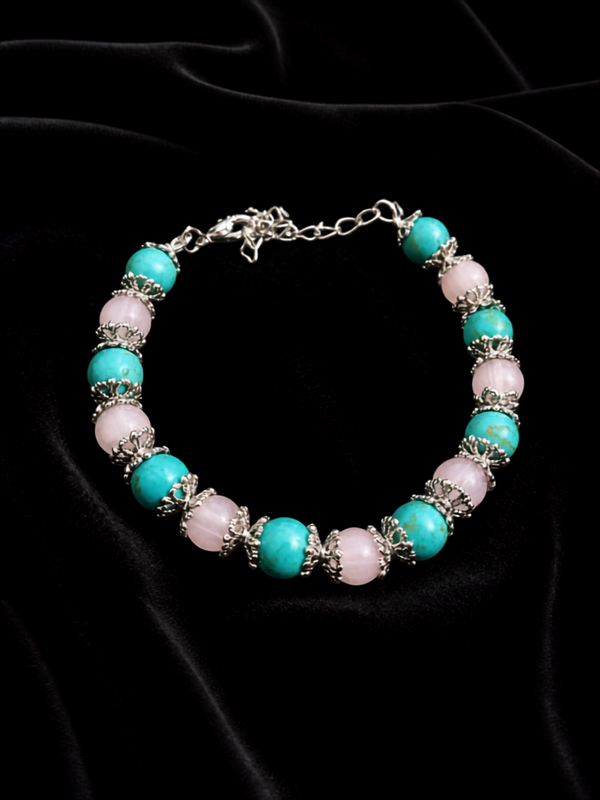 Wire bracelet opalite and blue howlite