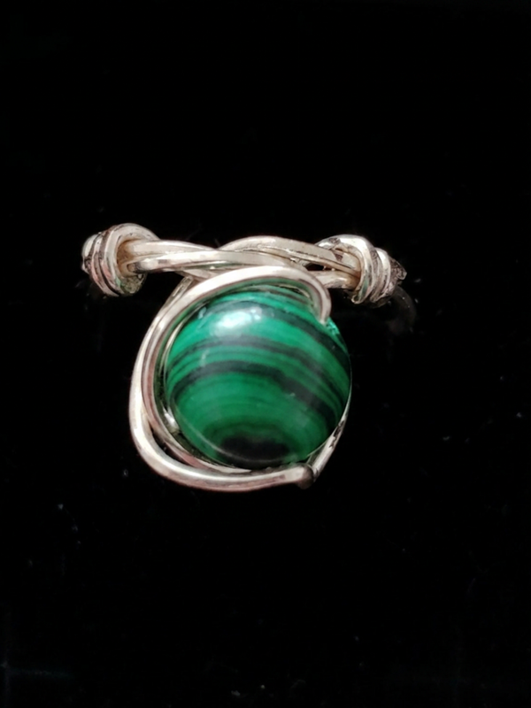 Malanchite wire wrap ring