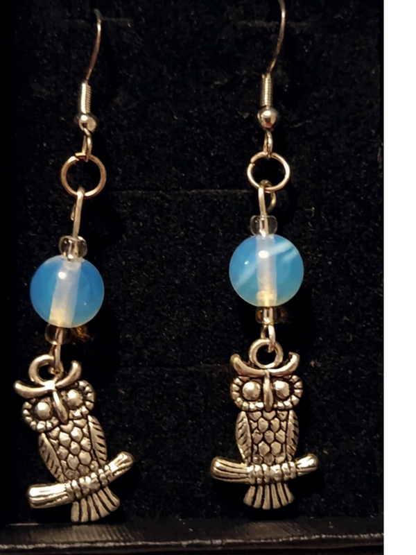 Opalite owl earrings