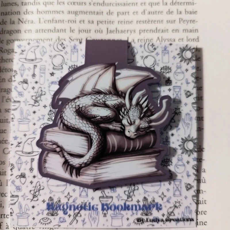 Marque-Page Magnétique Dragon Book Gris