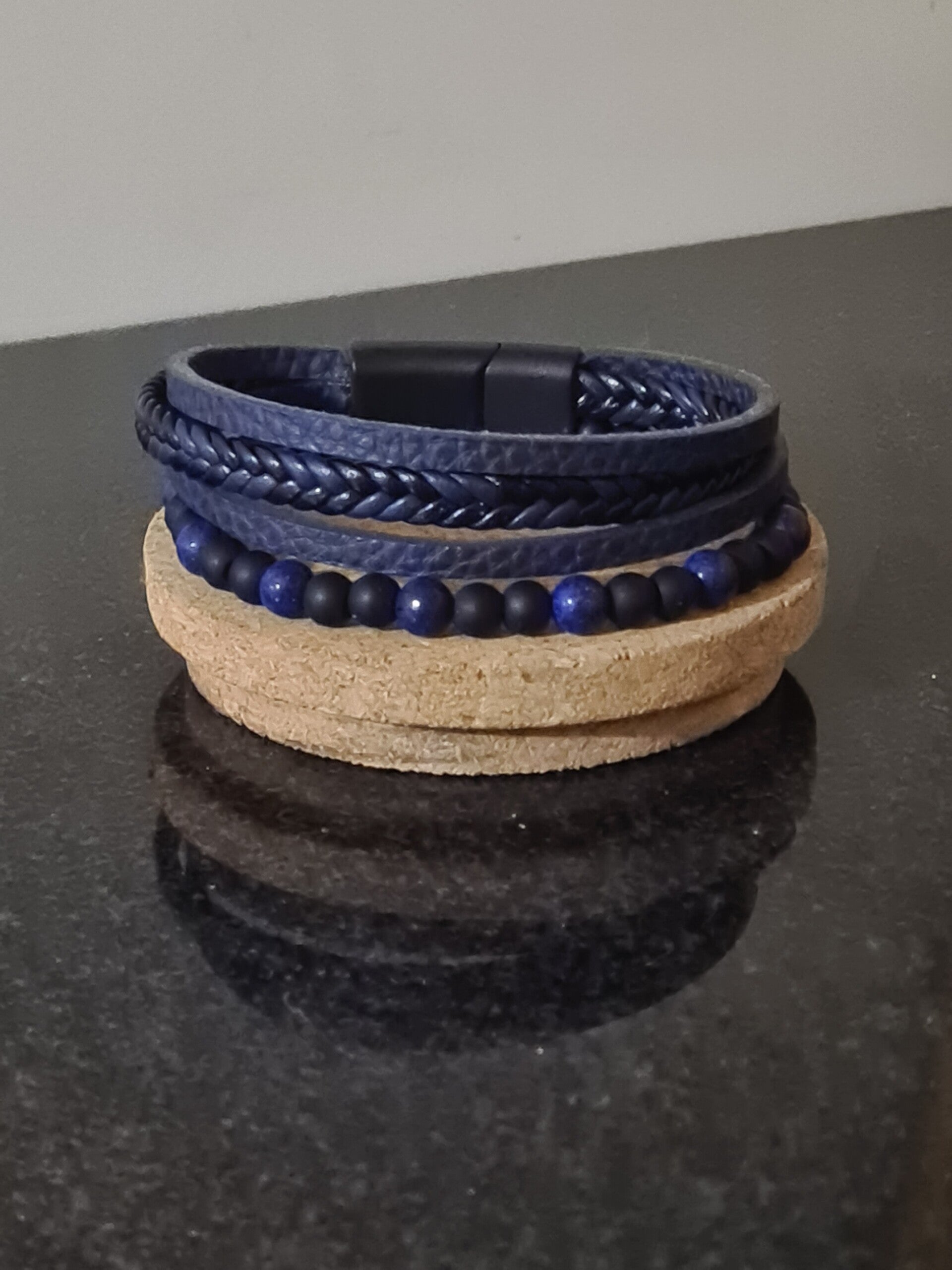 Herenarmband - Urban Forge - 21cm - Blauw/Zwart