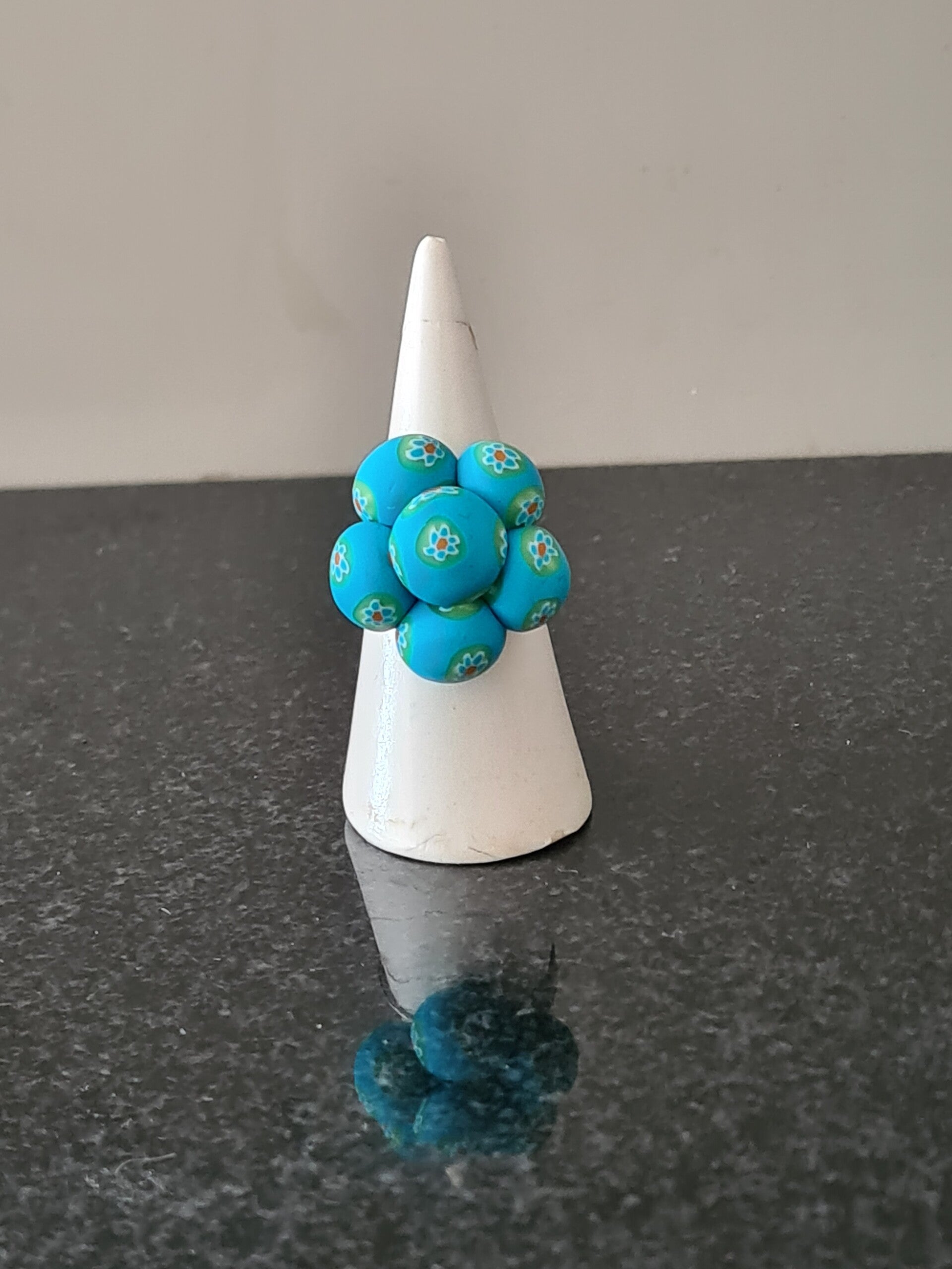 💠 Turquoise Cluster Flower Ring
