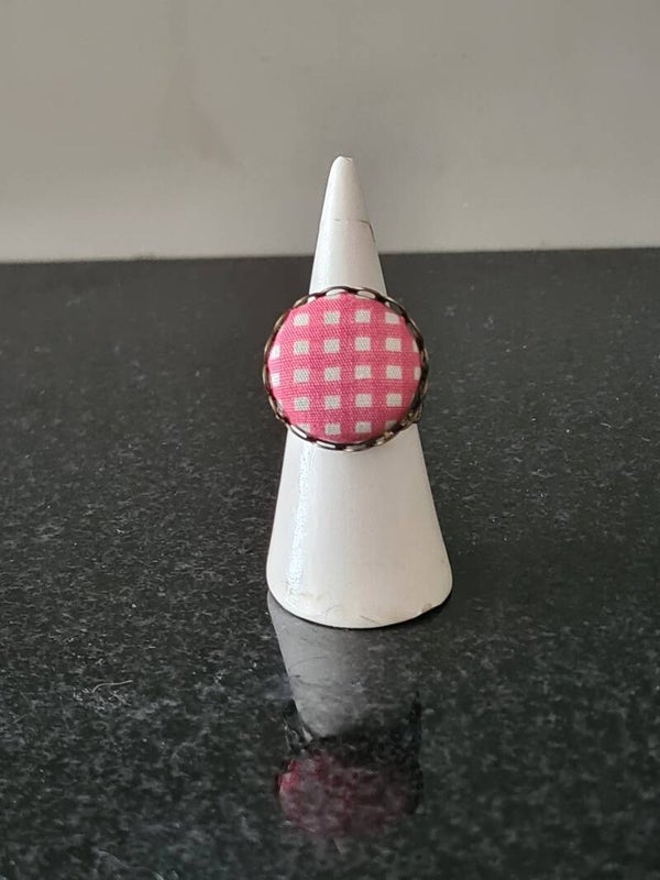 Vintage Stofring – Roze Ruitmotief