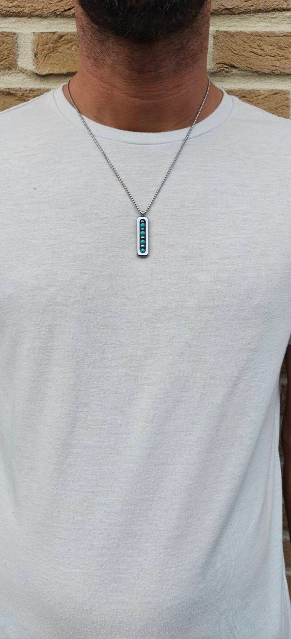 Turquoise RVS Ketting