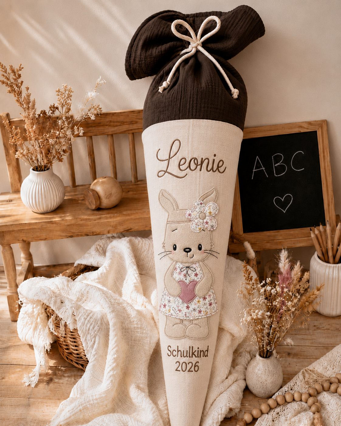 Große Schultüte aus Musselin 70 cm