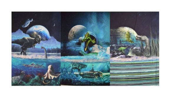 Panel Frenchterry Dino Underworld 75x150 cm