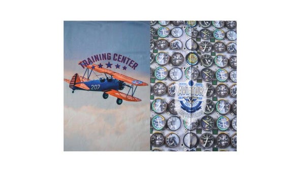 Panel Baumwolljersey Flugzeug Training Center 75x100cm