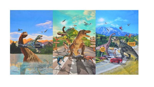 Panel Baumwolljersey Dinoworld 75x150 cm