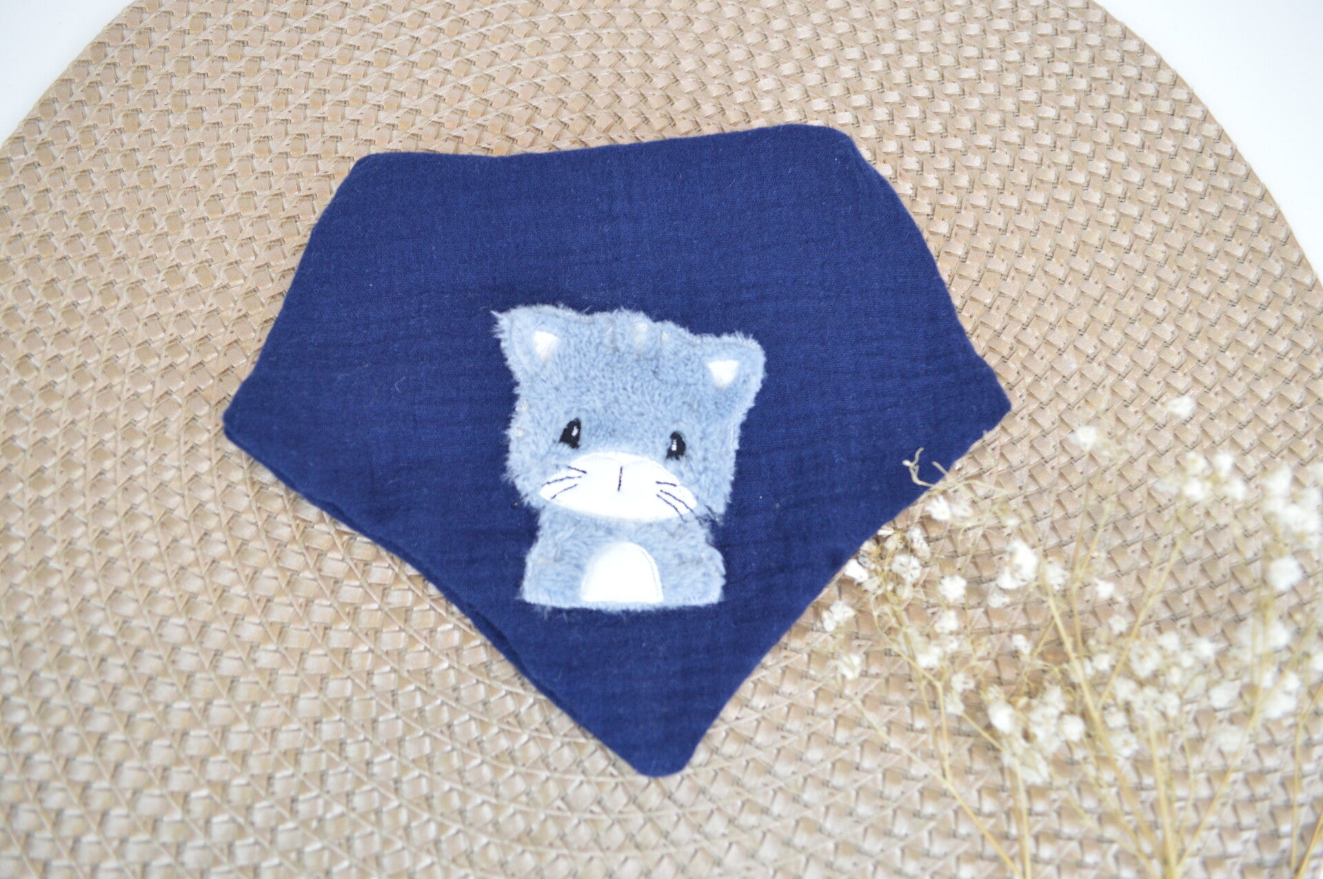 Dreieckstuch  Musselin Applikation Katze ab 1 Jahr