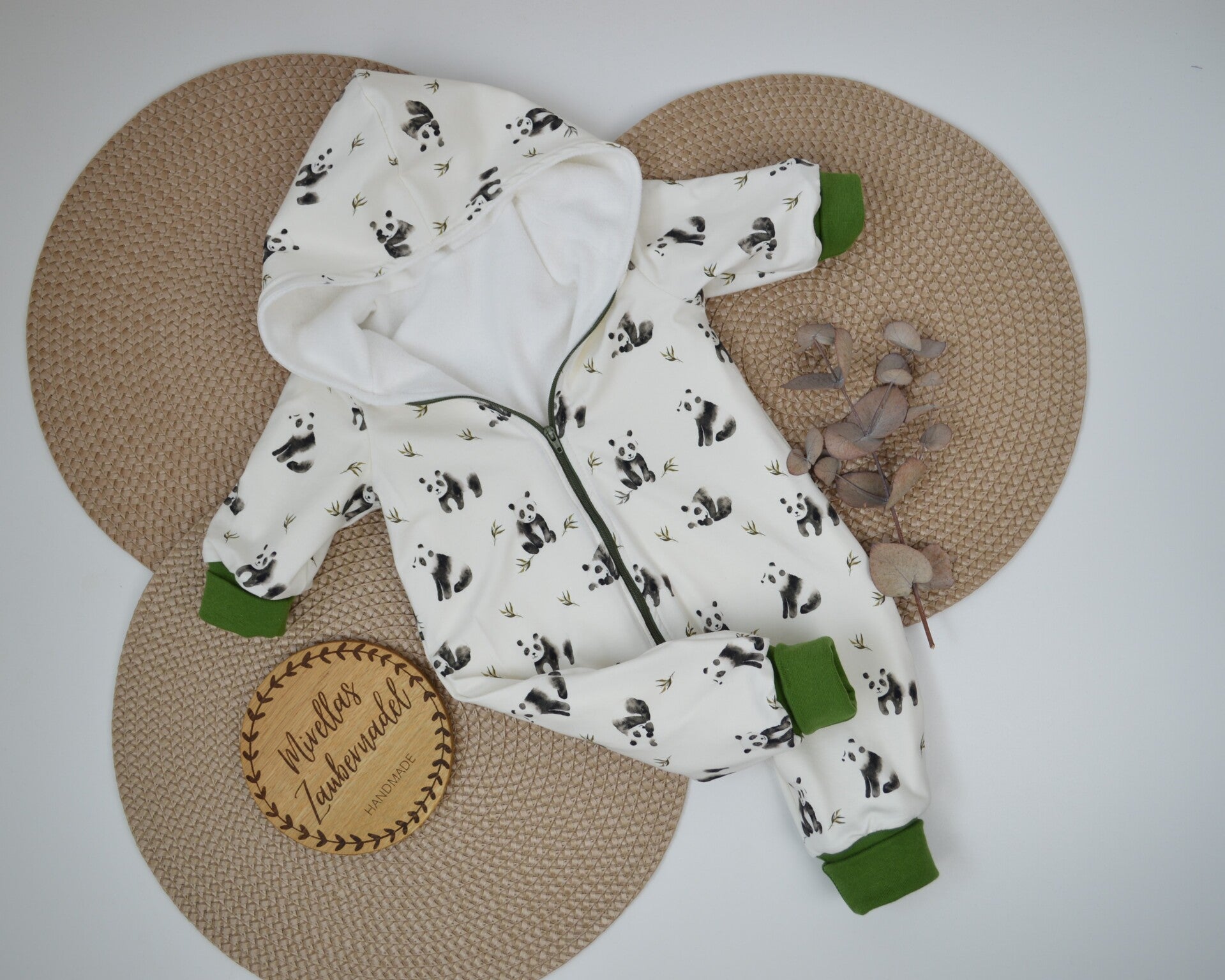 Pandaoverall mit Baumwollfleece Gr. 62