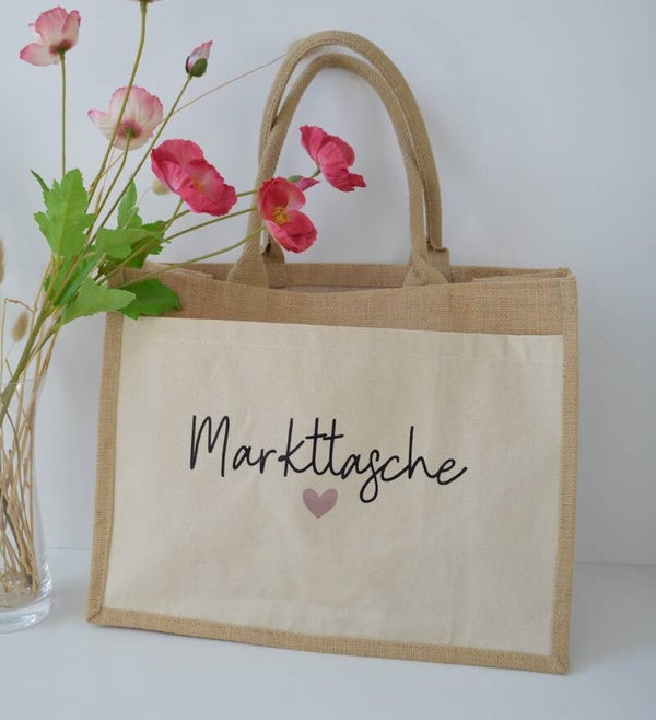 Einkaufstasche Markttasche Jute Baumwolle Gr. L