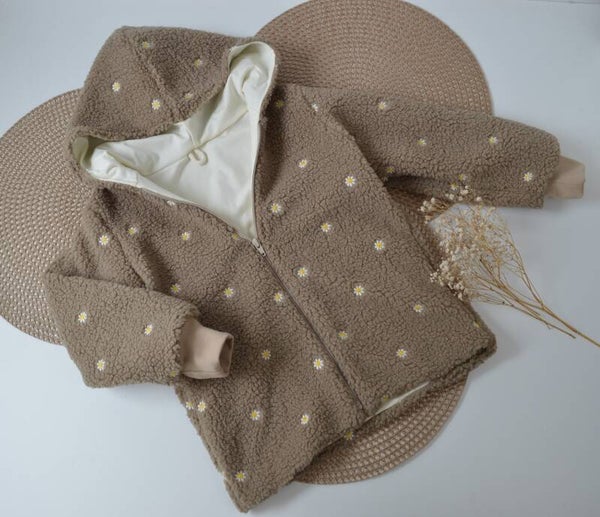 Teddyjacke Gänseblümchen taupenbraun Gr. 116