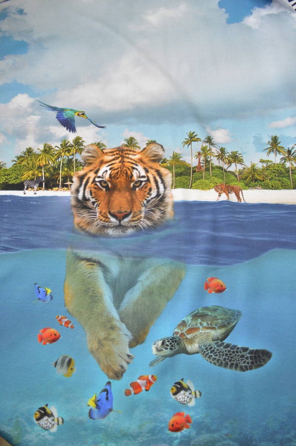Panel Baumwolljersey schwimmender Tiger 70x50 cm