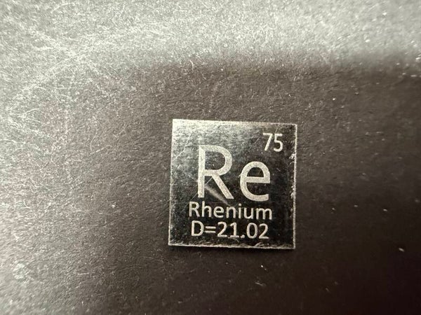 Rhenium Metallplättchen mit Gravur 10 x 10 x 0,16 mm (0,35 g)