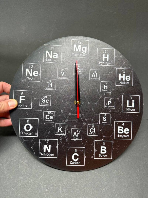 Chemiker Uhr, Elemente-Uhr, 28 cm