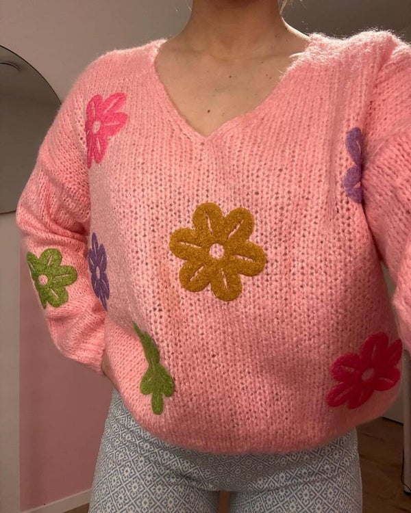 Bloemen trui Roze
