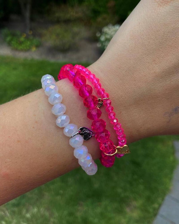 Armband roze wit