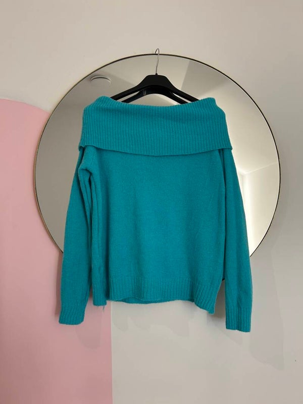 Off shoulder blouse - groen en blauw