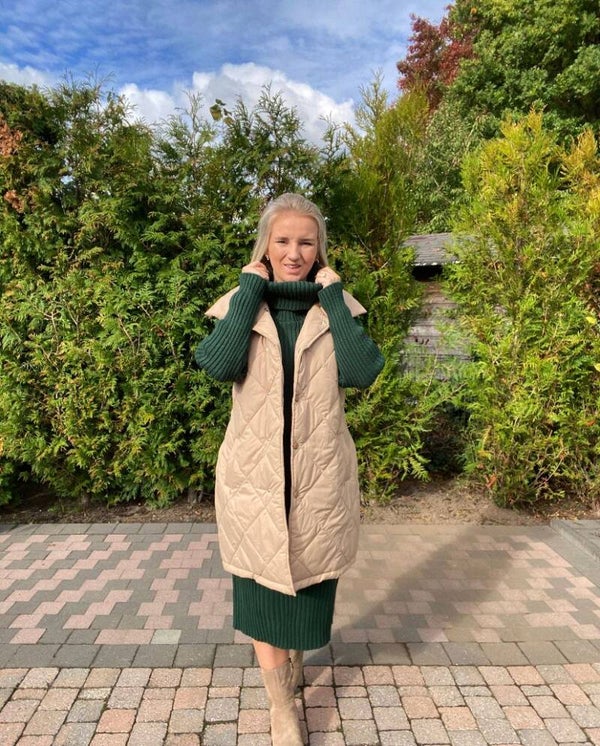 Bodywarmer met ceintuur - ecru