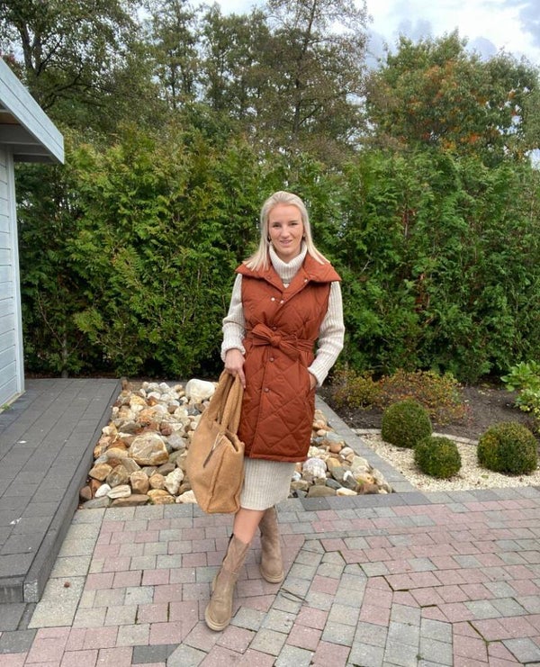 Bodywarmer met ceintuur - bruin