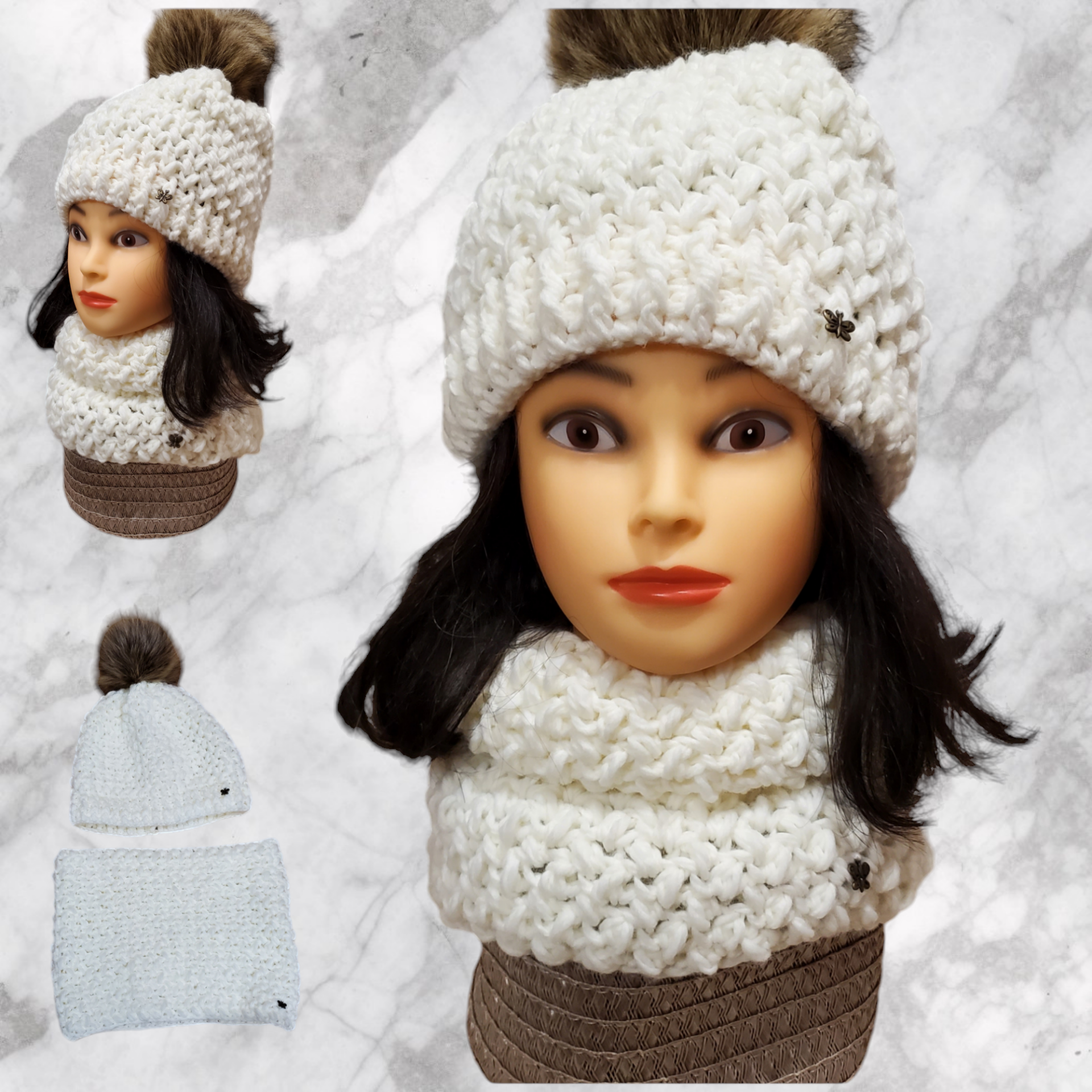 Ensemble snood + bonnet "ELI" (plusieurs coloris)