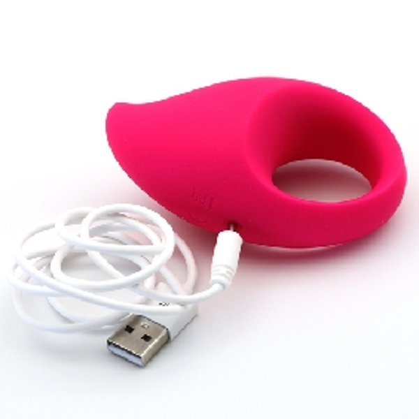 5-Speed Pink Color Rechargeable Silicone Mango Vibrator with Ring