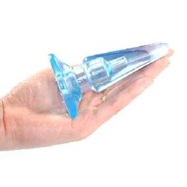 Blue Anal Plug, compatible minim bulletes can be inserted at the base.