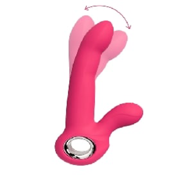 12-Speed Red Color Silicone G-Spot Vibrator with Wiggling Function.