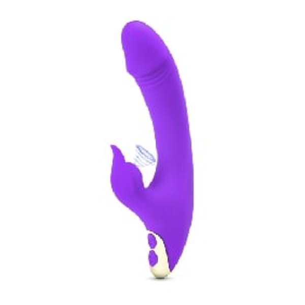 Puple Color 9 Speeds Rechargeable Silicone Penis Vibrator with Sucking Function
