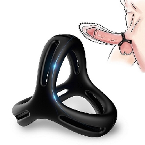 Black Color 3 in 1 Ultra Soft Cock Ring for Erection Enhancing