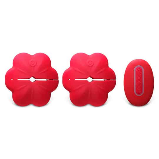 10-Speed Red Remote Control Rechargeable Silicone Vibrating Nipple Clamps