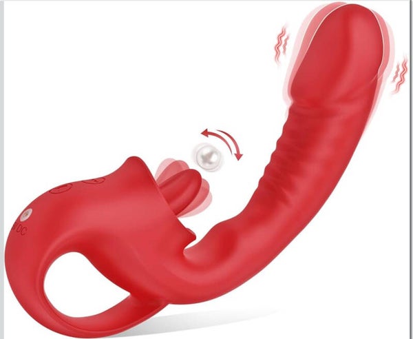 Red G Spot Licking Dual Motor Vibrator