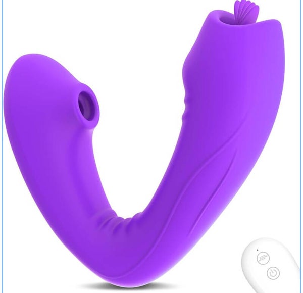 Purple Suction Lickable Vibrator With Remote